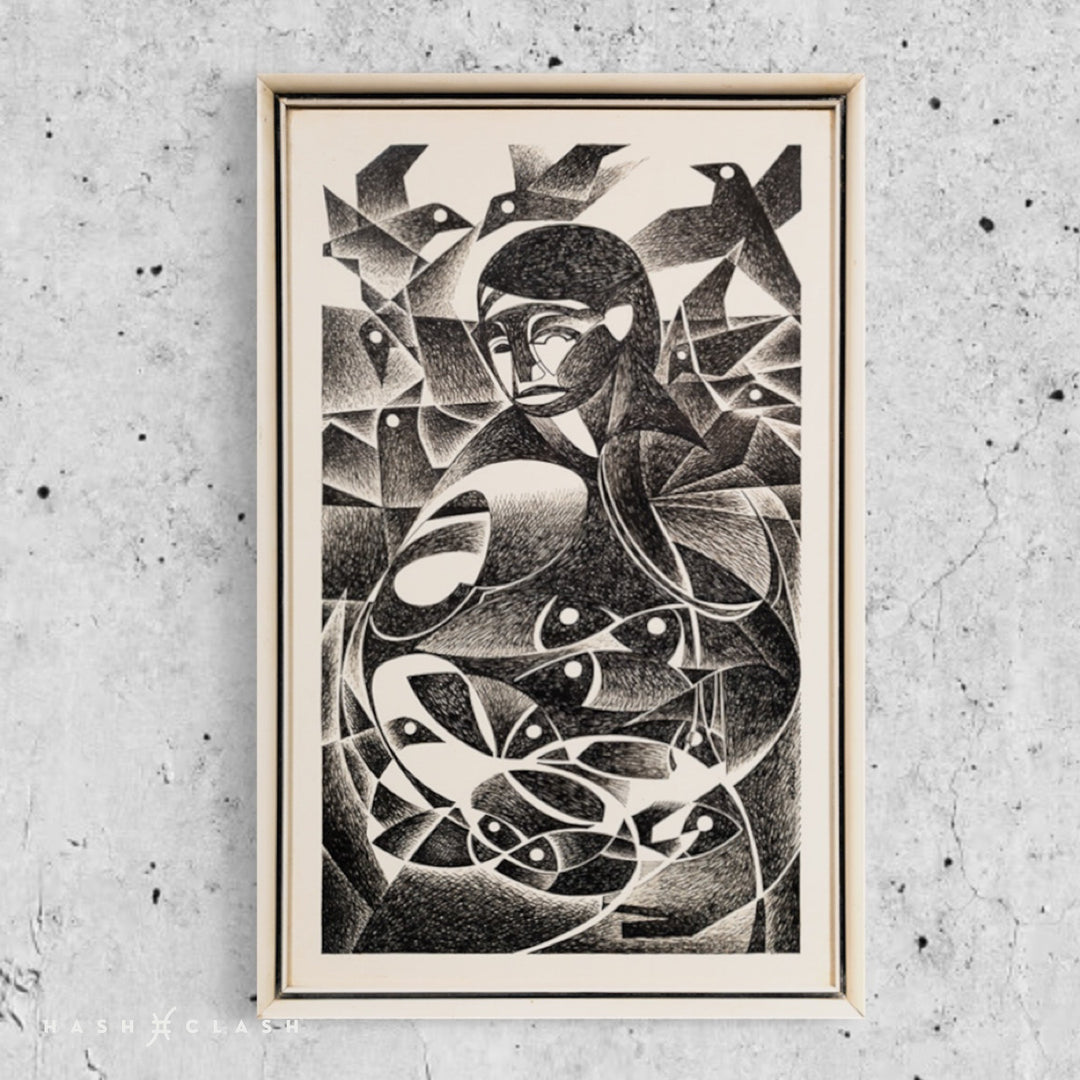 Herman Dane - Abstracte Escher vogels en vissen - HashClash